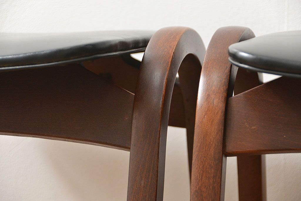 中古 ビンテージ 秋田木工  スタッキングスツール2脚セット(1)(イス、椅子)