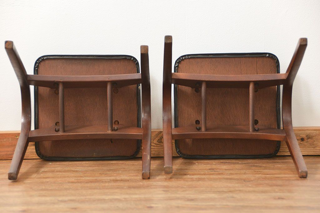 秋田木工 アンティーク スタッキングスツール 赤2脚セット