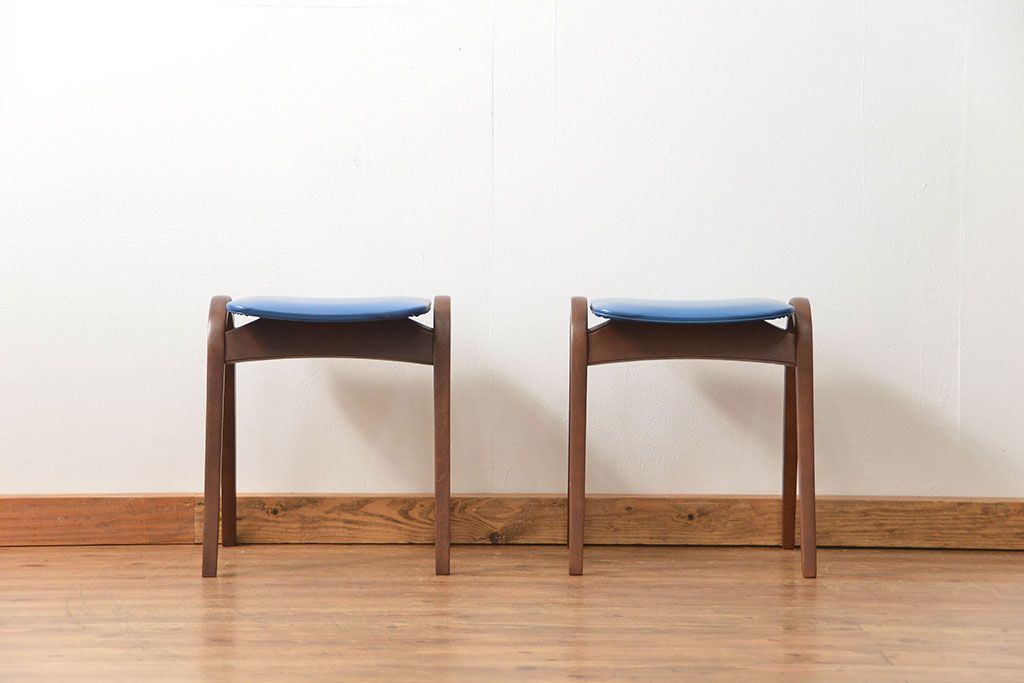 中古 ビンテージ 秋田木工 スタッキングスツール2脚セット(2)(イス、椅子)