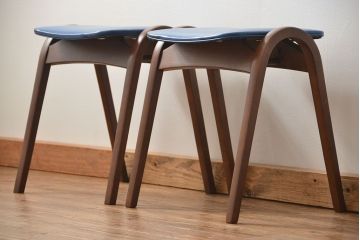 中古 ビンテージ 秋田木工 スタッキングスツール2脚セット(2)(イス、椅子)