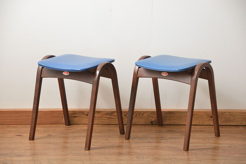 中古 ビンテージ 秋田木工 スタッキングスツール2脚セット(2)(イス、椅子)