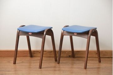 中古 ビンテージ 秋田木工 スタッキングスツール2脚セット(2)(イス、椅子)