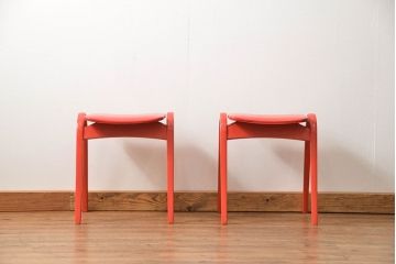 中古 ビンテージ 秋田木工 スタッキングスツール2脚セット(3)(イス、椅子)