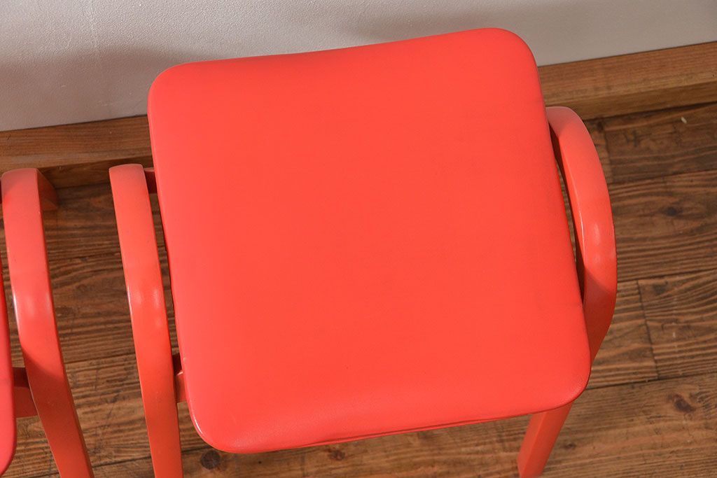 中古 ビンテージ 秋田木工 スタッキングスツール2脚セット(3)(イス、椅子)