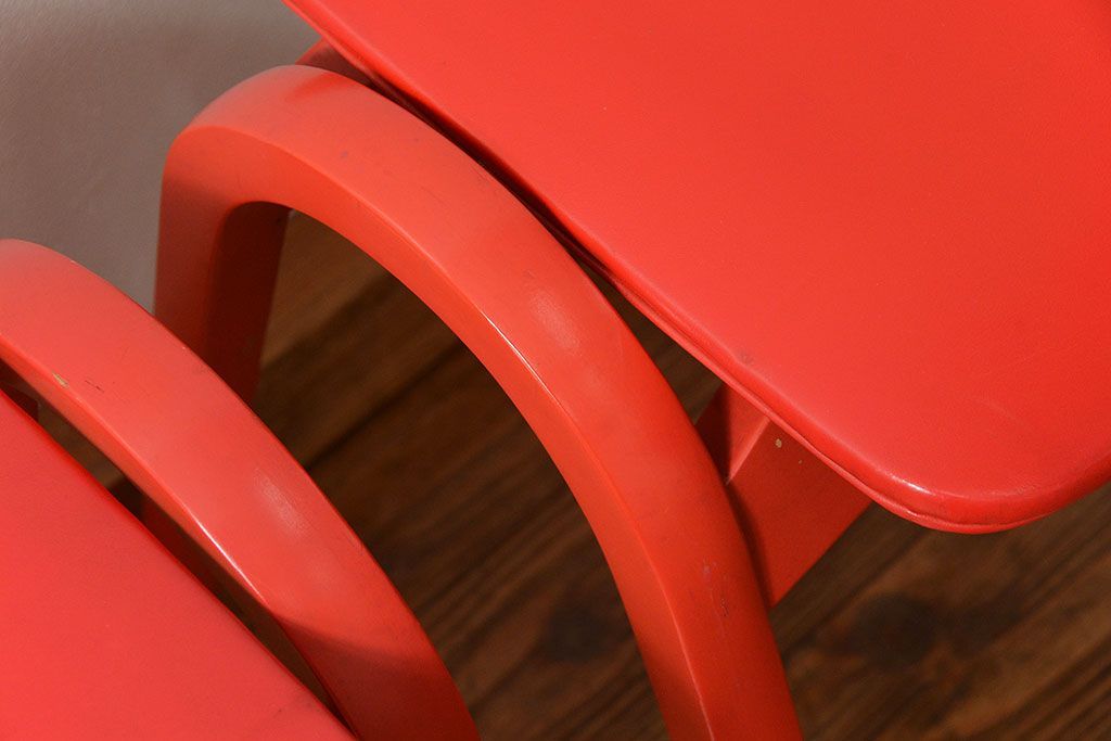 中古 ビンテージ 秋田木工 スタッキングスツール2脚セット(3)(イス、椅子)