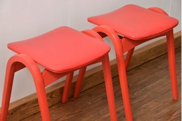 中古 ビンテージ 秋田木工 スタッキングスツール2脚セット(3)(イス、椅子)