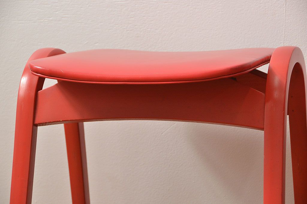 中古 ビンテージ 秋田木工 スタッキングスツール2脚セット(3)(イス、椅子)