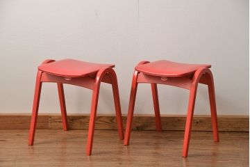 中古 ビンテージ 秋田木工 スタッキングスツール2脚セット(3)(イス、椅子)