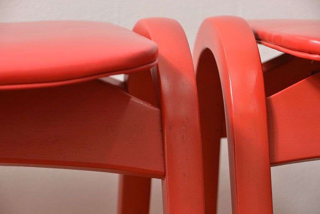 中古 ビンテージ 秋田木工 スタッキングスツール2脚セット(3)(イス、椅子)