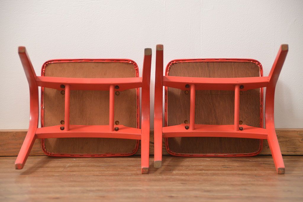 中古 ビンテージ 秋田木工 スタッキングスツール2脚セット(3)(イス、椅子)