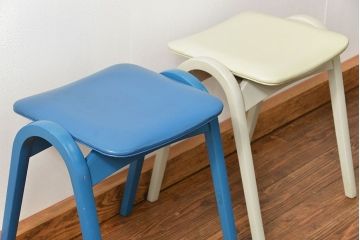 中古 ビンテージ 秋田木工 スタッキングスツール2脚セット(4)(イス、椅子)