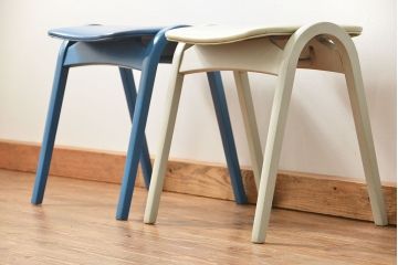 中古 ビンテージ 秋田木工 スタッキングスツール2脚セット(4)(イス、椅子)