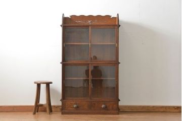 アンティーク家具　アンティーク 上質なタモ材ブックケース(収納棚、本箱)