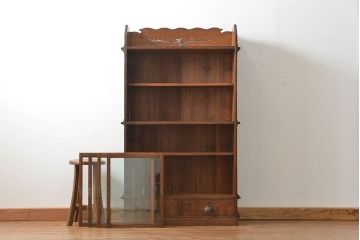 アンティーク家具　アンティーク 上質なタモ材ブックケース(収納棚、本箱)