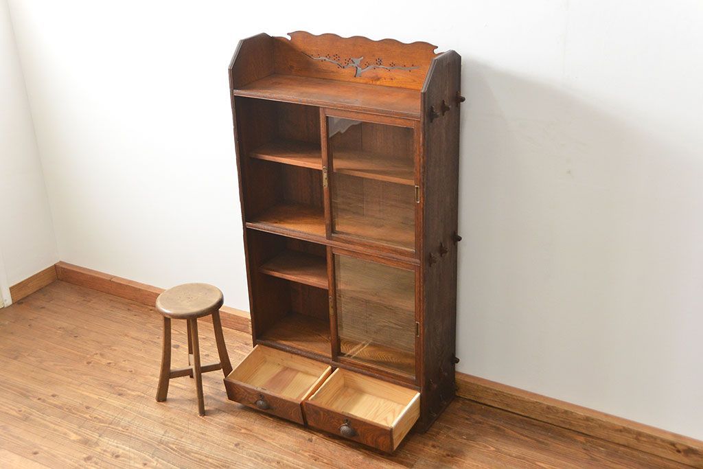 アンティーク家具　アンティーク 上質なタモ材ブックケース(収納棚、本箱)