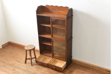 アンティーク家具　アンティーク 上質なタモ材ブックケース(収納棚、本箱)