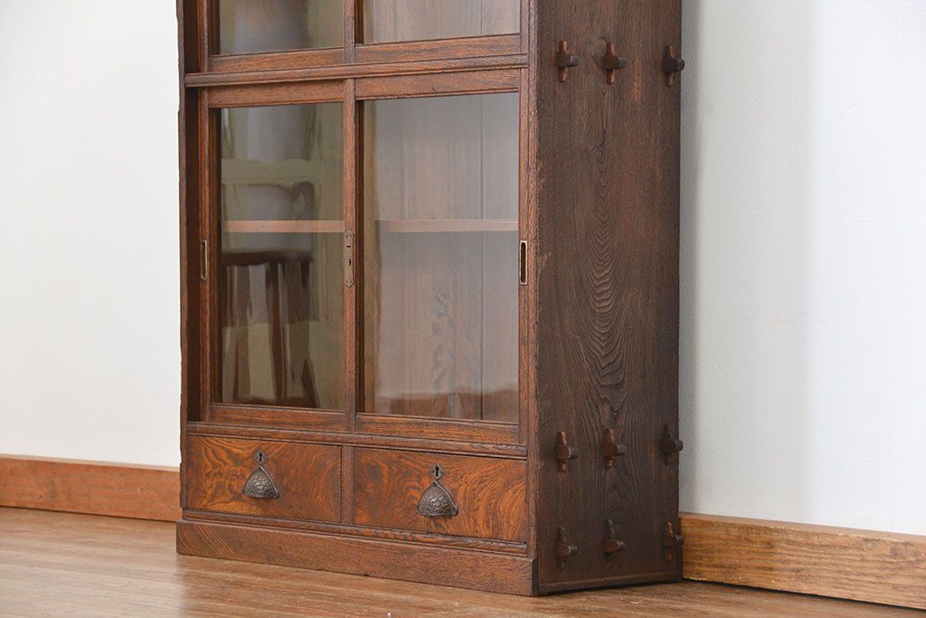 アンティーク家具　アンティーク 上質なタモ材ブックケース(収納棚、本箱)