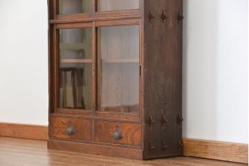 アンティーク家具　アンティーク 上質なタモ材ブックケース(収納棚、本箱)