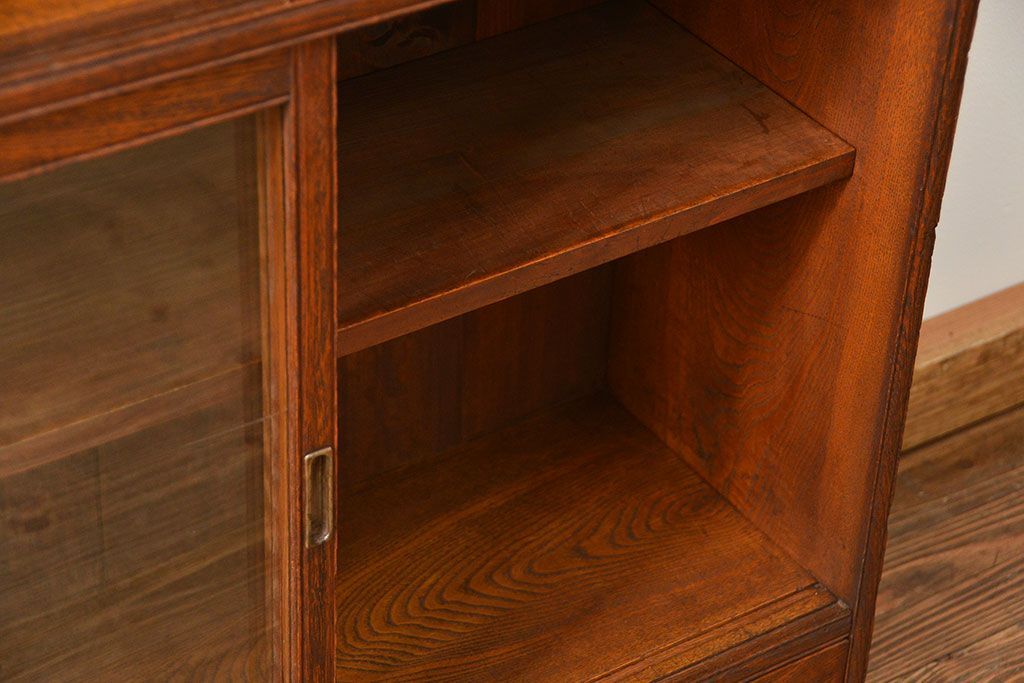 アンティーク家具　アンティーク 上質なタモ材ブックケース(収納棚、本箱)