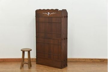 アンティーク家具　アンティーク 上質なタモ材ブックケース(収納棚、本箱)