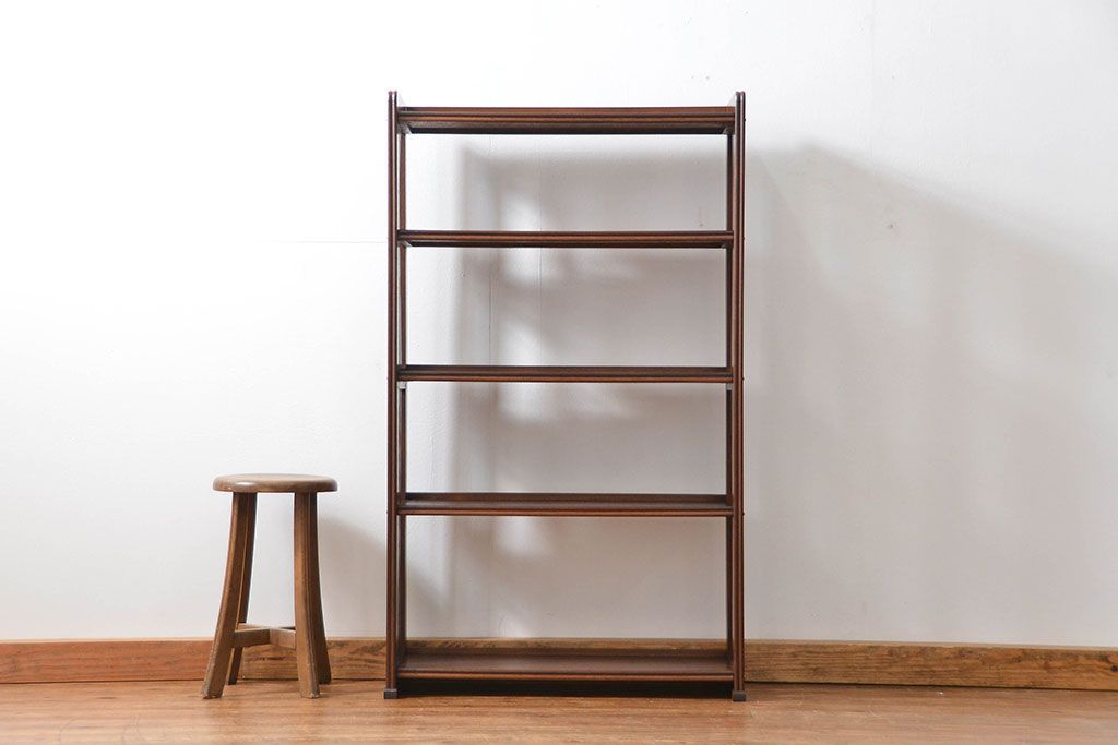 ヴィンテージ家具　昭和レトロ かわいいデザインのビンテージ本棚(ブックシェルフ、飾り棚)