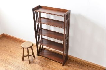 ヴィンテージ家具　昭和レトロ かわいいデザインのビンテージ本棚(ブックシェルフ、飾り棚)