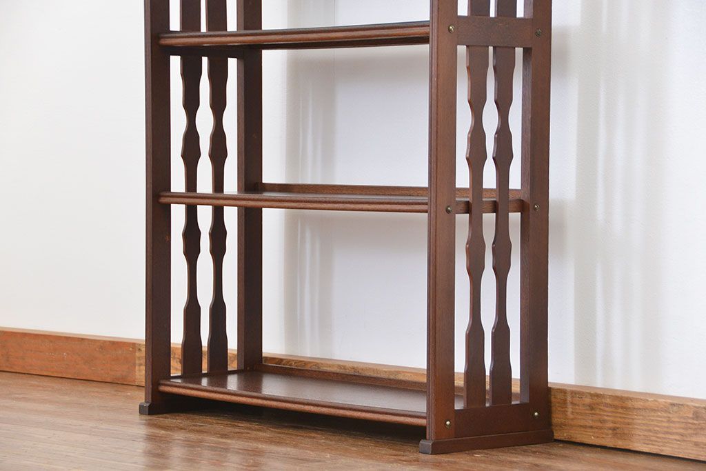 ヴィンテージ家具　昭和レトロ かわいいデザインのビンテージ本棚(ブックシェルフ、飾り棚)