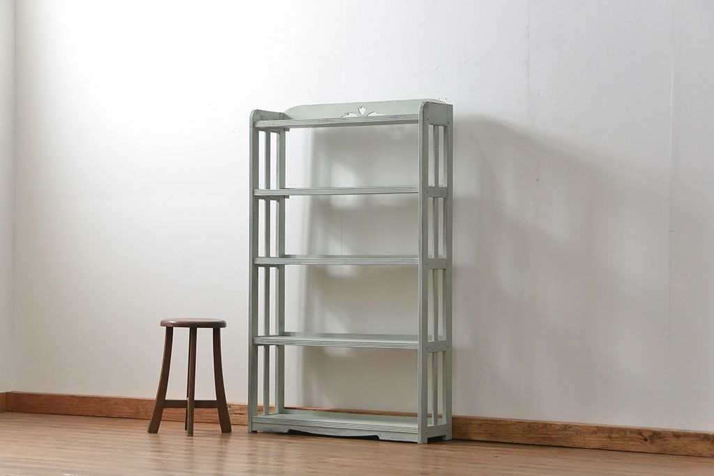 レトロ家具　昭和レトロ ★アンティークペイント本棚(ブックシェルフ、飾り棚)