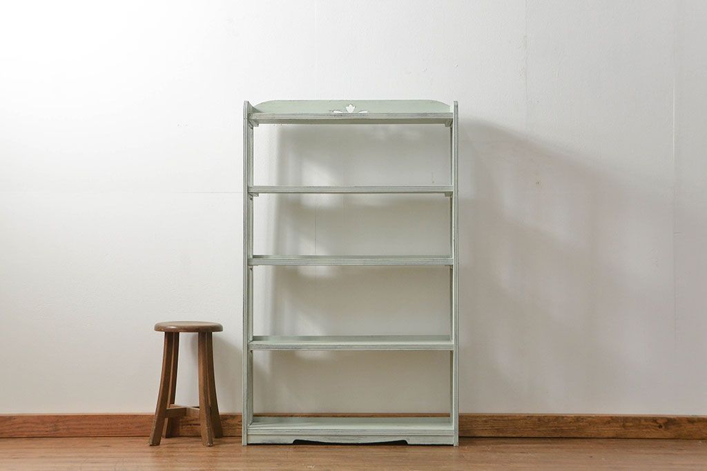 レトロ家具　昭和レトロ ★アンティークペイント本棚(ブックシェルフ、飾り棚)