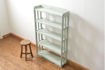 レトロ家具　昭和レトロ ★アンティークペイント本棚(ブックシェルフ、飾り棚)