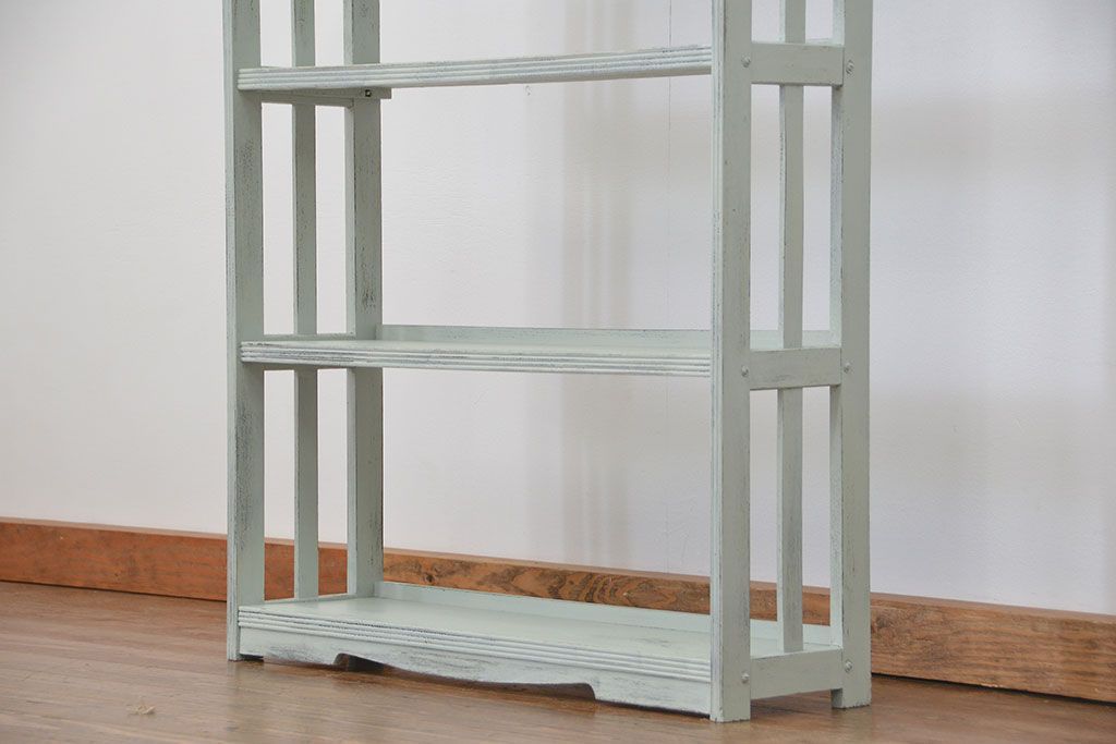 レトロ家具　昭和レトロ ★アンティークペイント本棚(ブックシェルフ、飾り棚)