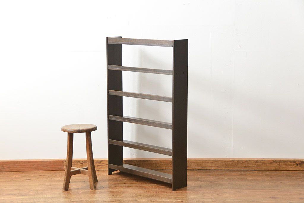 レトロ家具　昭和レトロ アンティーク薄型本棚(飾り棚)