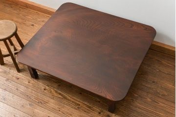 アンティーク家具　古民具・骨董 総欅材一枚板 上質な特大ちゃぶ台(センターテーブル、机、座卓)