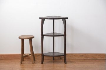 中古 日光彫りサイドテーブル(花台、飾り棚)