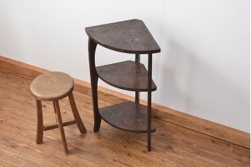 中古 日光彫りサイドテーブル(花台、飾り棚)