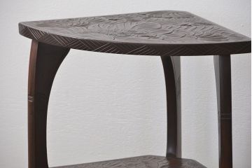 中古 日光彫りサイドテーブル(花台、飾り棚)