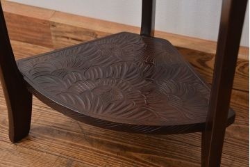 中古 日光彫りサイドテーブル(花台、飾り棚)
