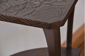 中古 日光彫りサイドテーブル(花台、飾り棚)