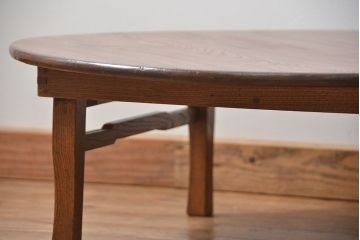 アンティーク家具　古民具・骨董 古い栓材の大振りな丸型ちゃぶ台(1)(テーブル)