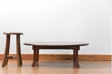 アンティーク家具　アンティーク 総欅材の大きな丸型ちゃぶ台(テーブル、机)