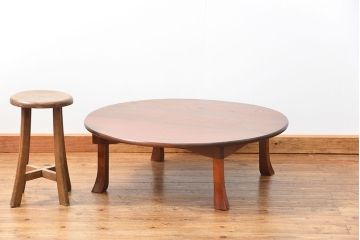 アンティーク家具　アンティーク 総欅材の大きな丸型ちゃぶ台(テーブル、机)