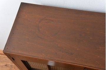 レトロ家具　昭和レトロ モールガラスの本箱(ブックケース、収納棚)