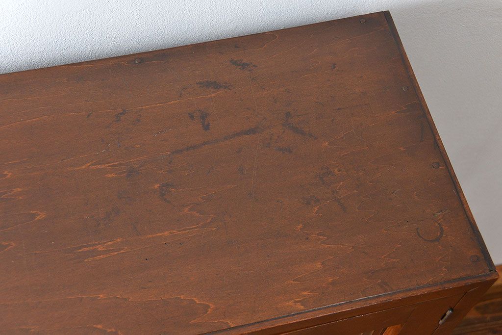 レトロ家具　昭和レトロ モールガラスの本箱(ブックケース、収納棚)