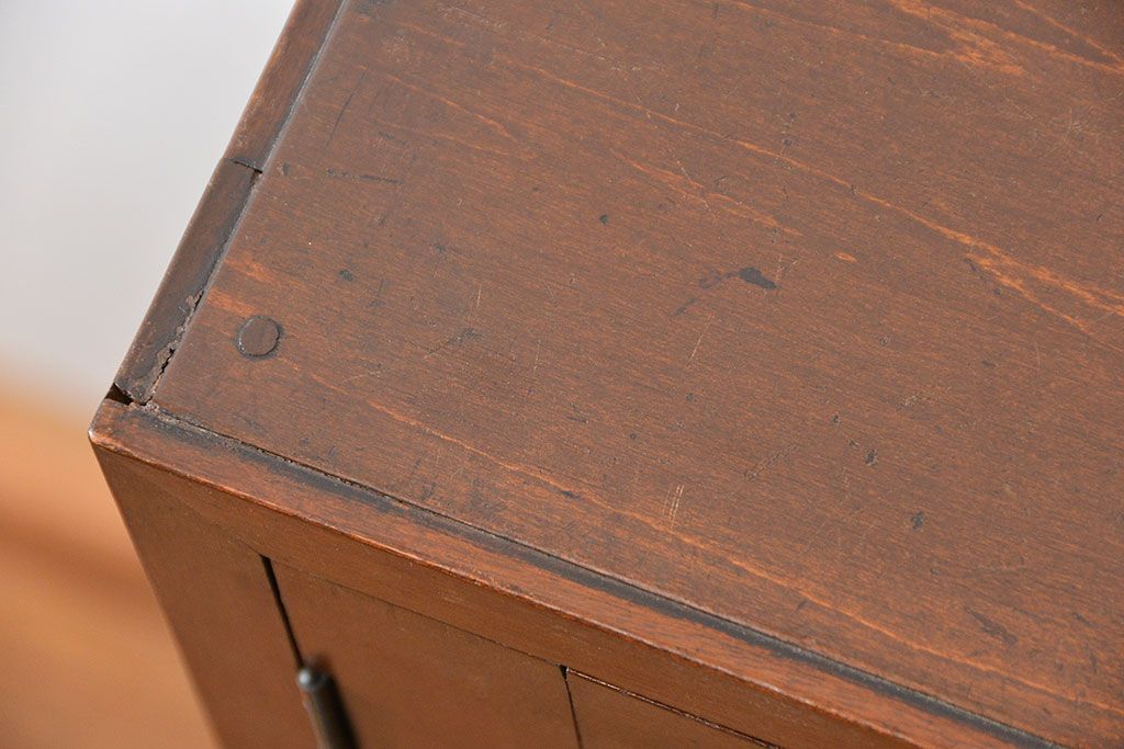 レトロ家具　昭和レトロ モールガラスの本箱(ブックケース、収納棚)