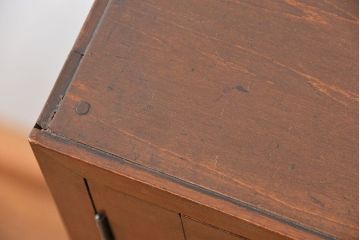 レトロ家具　昭和レトロ モールガラスの本箱(ブックケース、収納棚)