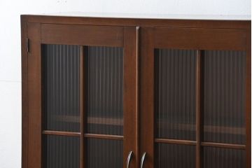 レトロ家具　昭和レトロ モールガラスの本箱(ブックケース、収納棚)