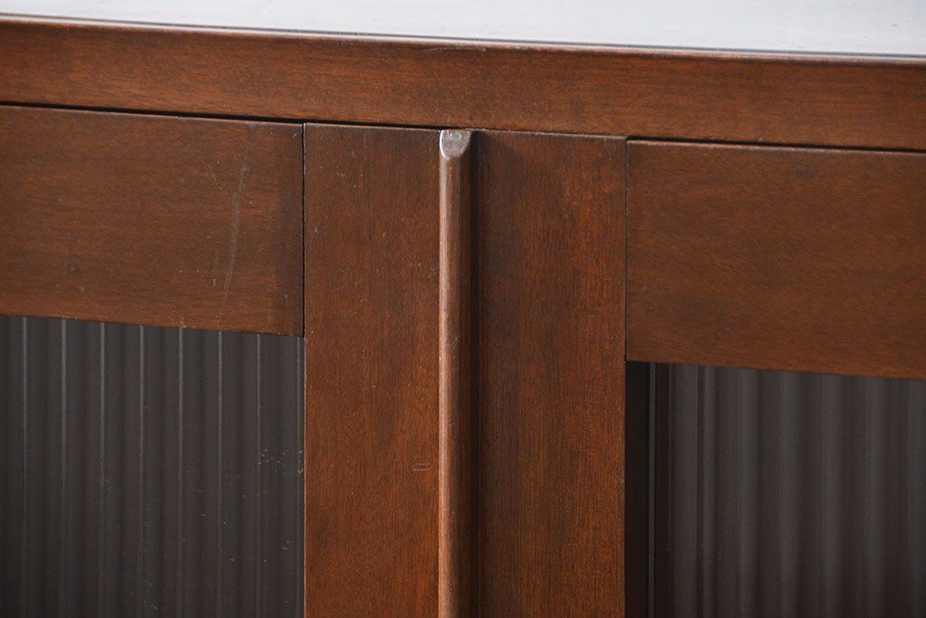 レトロ家具　昭和レトロ モールガラスの本箱(ブックケース、収納棚)