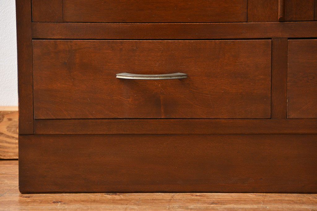 レトロ家具　昭和レトロ モールガラスの本箱(ブックケース、収納棚)