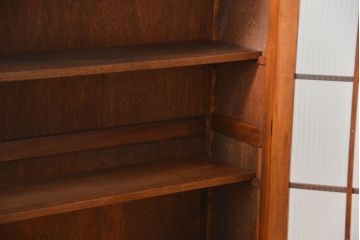 レトロ家具　昭和レトロ モールガラスの本箱(ブックケース、収納棚)