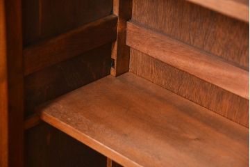 レトロ家具　昭和レトロ モールガラスの本箱(ブックケース、収納棚)